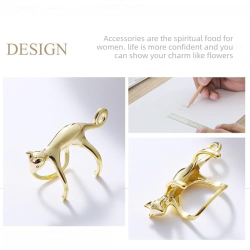 Sterling Cat Ear Cuff for Women, Cute No Piercing Cat Climber Earrings, Dainty Animal Crawler Cartilage Gifts - color: gold