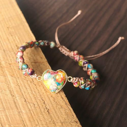 YGLINE Stone Bead Yoga Meditation Bracelet Healing Crystal Double Layer Natural Gemstone Beaded Relax Anxiety Bracelets for Women Men - color: green jasper
