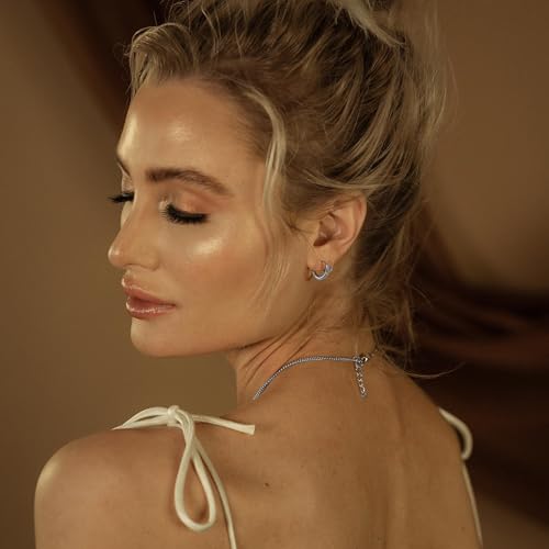 Spiral Hoop Twist Double Earrings - 14K Helix Spiral Earrings, Double Piercing Earrings, Faux Double Hoop Earrings, Tiny Twist Earrings for Women - color: Zircon Silver