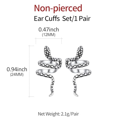 ChicSilver 925 Sterling Silver Ear Cuffs Non-Piercing Cartilage Earrings: Various Styles, Conch Cuffs (with Gift Box) - style: A: Snake Cuff
