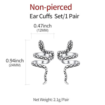 ChicSilver 925 Sterling Silver Ear Cuffs Non-Piercing Cartilage Earrings: Various Styles, Conch Cuffs (with Gift Box) - style: A: Snake Cuff