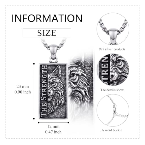 YAFEINI Cat Tarot Necklace 925 Sterling Silver Cat Tarot Pendant Necklace Jewelry Gifts for Women - style: Wolf