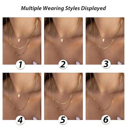 YANCHUN Layered Initial Necklace for Women Gold Dainty Layered Necklace Letter Pendant Necklaces Gold Chain Necklaces Set Trendy Jewelry Birthday Gifts for Women - color: Q