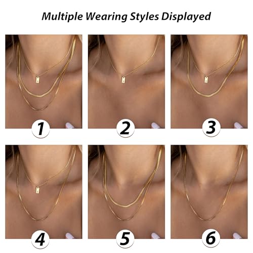 YANCHUN Layered Initial Necklace for Women Gold Dainty Layered Necklace Letter Pendant Necklaces Gold Chain Necklaces Set Trendy Jewelry Birthday Gifts for Women - color: U
