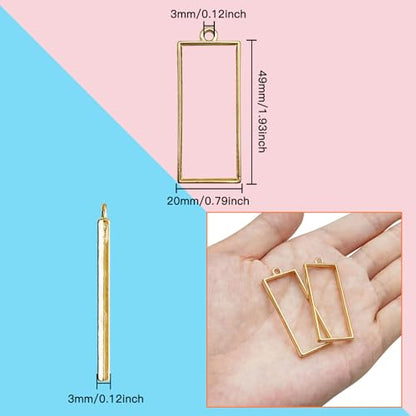 50pcs Open Bezel for Jewelry Making,Open Back Bezel Pendants Hollow Frame Pendants Opens Bezels Trays Rectangle Pendant for Resin Casting Necklaces Earrings Making Supplies DIY Crafts Supplies(K Gold) - color: K Gold;Rectangle;Style A