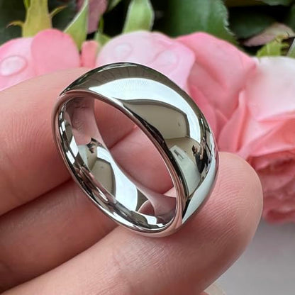 TUTISS 4mm 6mm 8mm 10mm Silver/Gold/White Tungsten Rings for Men Women Couple Fashion Jewelry Anniversary Engagement Wedding Bands Domed Polished I Love You Engraved Comfort Fit - color: 8mm White Tungsten I Love You