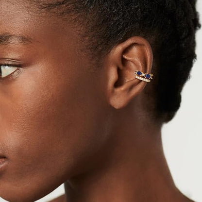 WEARON Ear Cuff Earrings for Women, Ear Cuffs Non Piercing, 14K Gold Plated Jewelry Zircon Diamond Turquoise Earrings Hypoallergenic Jewelry Gifts for Woman - color: Blue/Single
