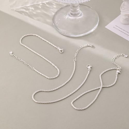 MFRYK Gold Ankle Bracelets for women,14k Gold/Silver Plated Waterproof Layered lightweight Cuban Link Figaro Chain Heart anklet butterfly anklet Pearl Ankle Bracelets Set Gold Anklets for women Trendy Jewelry Gift for Women - style: 3 anklets layered twis