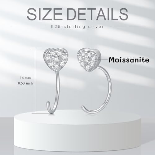 925 Sterling Silver Moissanite Huggie Half Hoop Earrings for Women - style: style 7