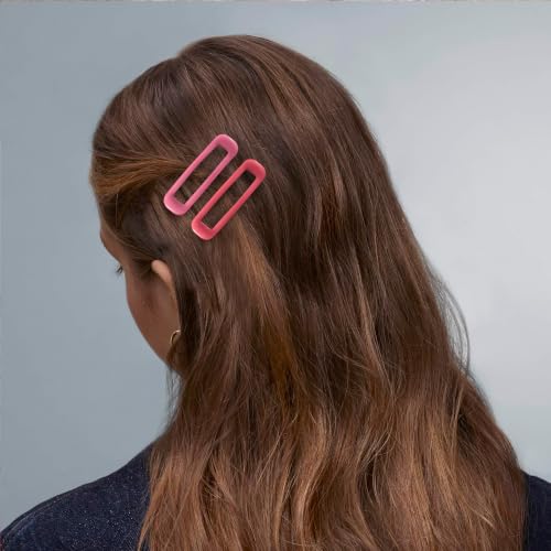 20 PCS Small Rectangle Hair Barrettes For Women Non Slips Snap Clips For Thin Fine Hair,Bright Pink,1.97 x 0.55Inch - color: Bright Pink