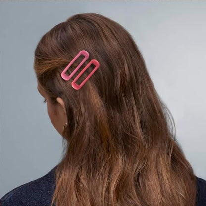 20 PCS Small Rectangle Hair Barrettes For Women Non Slips Snap Clips For Thin Fine Hair,Bright Pink,1.97 x 0.55Inch - color: Bright Pink