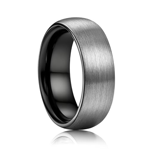 ORAZIO Stainless Steel Wedding Rings for Men Women 6mm 8mm Mens Wedding Band Sliver/Black/Gold Plated Brushed Matte Finish Surface High Polish Edge Mens Rings Engagement Promise Ring Comfort Fit 6-14 - color: Grey-8MM