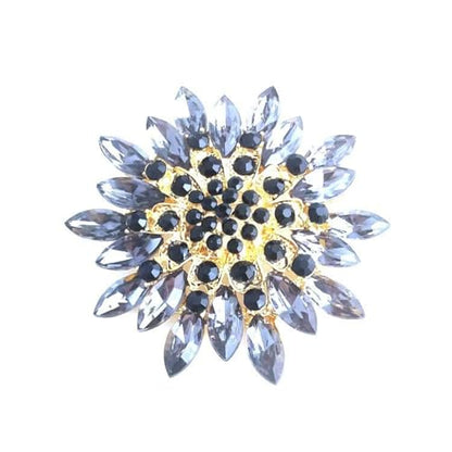 Rhinestone Flower Brooch Pin for Women Fashion Sparkling Crystal Sunflower Floral Brooch Floral Lapel Pins Fashion Wedding Jewelry Gifts - color: Grey