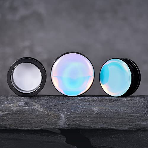 2 Pairs Stainless Steel Black Ear Gauges Retro-reflective Sheeting Tunnels and Plugs. - color: S8552B, size: 16 mm