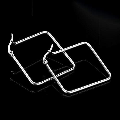 Square Star Hoop Earrings for Women Stainless Steel 40mm diameter - style: Square