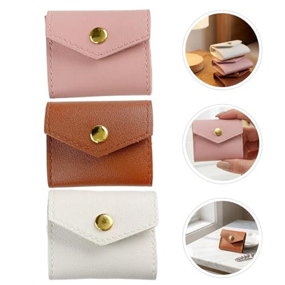Wakauto 3pcs Foldable Jewelry Travel Organizer Bag with Buckle, Portable Pu Small Roll-up Case for Rings Earrings Necklaces, Multi-compartment Storage for Business Journeys and Travel