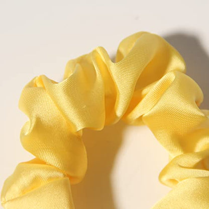 Pack of 2 Knotted Bow Hair Scrunchies Elastic Hair Scarf Hair Ties Bands Satin Hair Ribbon Scrunchy Ponytail Holder for Women and Girls, Hair Scarf Scrunchies,Hair Accessories(Yellow) - color: Yellow