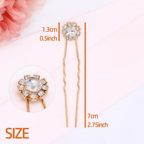Crystal Bridal Hair Pins Clips Wedding Hair Accessories Hair Set Jewelry With Rhinestone For Brides and Bridesmaids Set Of 12 (Gold) - color: Gold