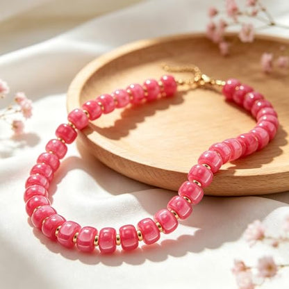 AOZEL Chunky Resin Beaded Necklace for Women Colorful Bead | Summer Beach, Waterproof, Fade Resistant, Adjustable Length, Boho Statement, for Daily Wear & Gifting - color: Turquoise