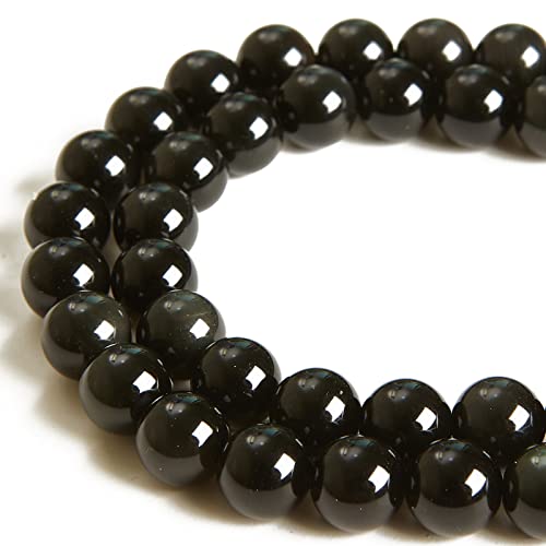 100pcs 8mm Black Obsidian Beads Natural Gemstone Beads Round Loose Beads for Jewelry Making - color: Black Obsidian, size: 8mm