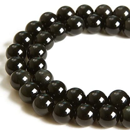 100pcs 8mm Black Obsidian Beads Natural Gemstone Beads Round Loose Beads for Jewelry Making - color: Black Obsidian, size: 8mm