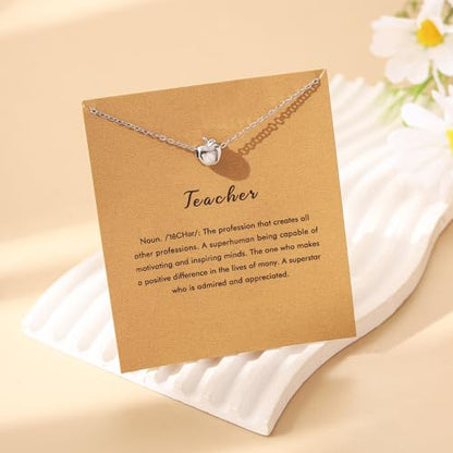 RZKING Silvery Necklace for Women, Gifts for Friend Mom Daughter Teacher - style: Apple