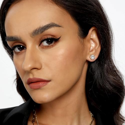 MDFUN Halo Stud Earrings 18K Gold Plated Round/Square/Heart/Teardrop Cubic Zirconia Earrings Set for Women - color: B-Round/Square