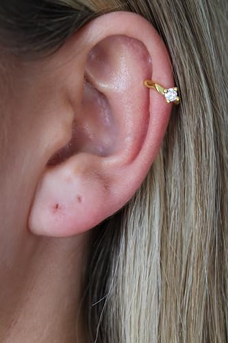 Non-Piercing Ear Cuffs for Women – 18K Gold Plated Brass with Sparkling Zircon – Trendy & Elegant Tarnish-Free Jewelry for Everyday & Formal Wear
