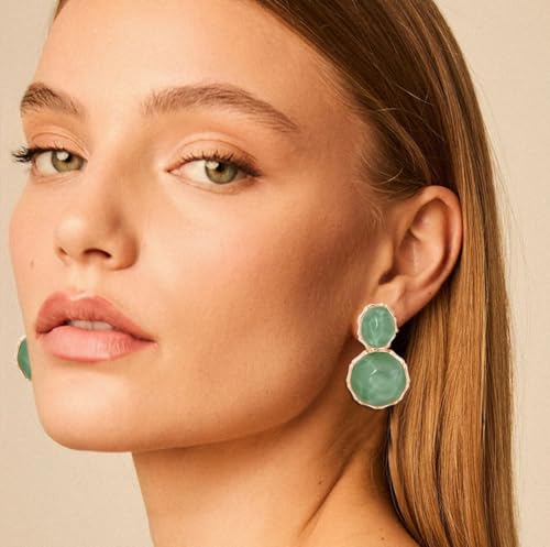 Resin Earrings for Women Acrylic Water Ripple Earring Boho Dangle Drop Earring - color: Green