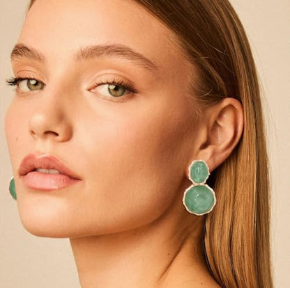 Resin Earrings for Women Acrylic Water Ripple Earring Boho Dangle Drop Earring - color: Green