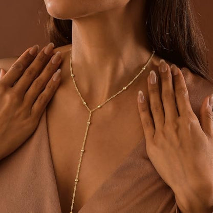 VIROMY Gold Long Y Necklaces for Women Trendy - Dainty Lariat Chain Drop Pendant Necklace for Women Gold Statement Jewelry - color: Y Necklace 11