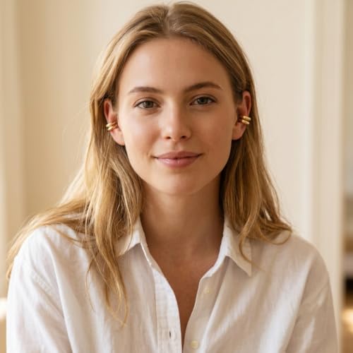 Chunky Ear Cuff Earrings, Asymmetric No Piercing Earring for Women Dainty Clip on Cartilage Ear Cuffs Fake Earrings Jewelry - color: A3-2Pair C-Shape Gold