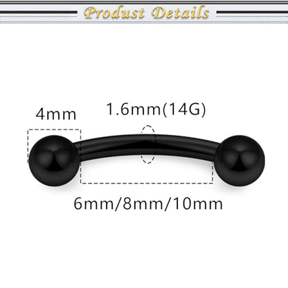 Internally Threaded Eyebrow Piercing Jewelry Surgical Steel Tiny Eyebrow Rings Vertical Labret Lip Jewelry Small Ear Rook Earring for Women Men 18g 16g 14g Plus Piercing Ball Grabber Tool - color: black, size: 14g,ball end
