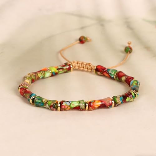 7 Chakra Bracelet Bohemian Handmade Leather Wrap Healing Protection Natural Stone Yoga Beaded Bracelets Boho Friendship Jewelry - color: Colorful