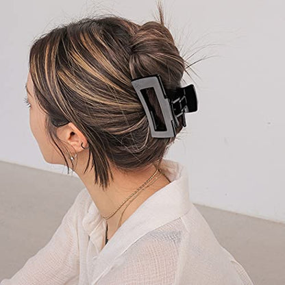 Canitor 4Pcs 3.1 inch Black Hair Clips Claw Clips for Thin and Medium Hair - Acrylic Rectangular French Design Jaw Clips - color: black