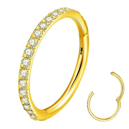 ORANGELOVE 20G 18G 16G Clear CZ Nose Ring Hoop 316L Surgical Steel Seamless Silver Septum Ring Clicker Jewelry Cartilage Earring Ear Piercing Hoop Earrings for Women Men Helix Rook Lobe Conch Tragus Daith Lip Hinged Piercing Jewelry with Cubic Zirconia -