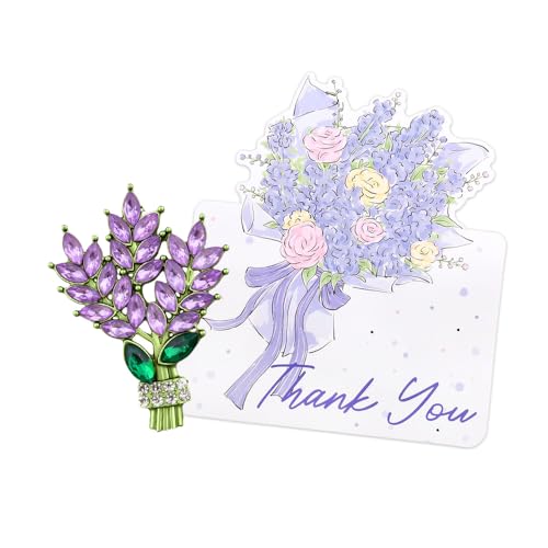 Elegant Floral Bouquet Brooch for Women Bridesmaid Pins Flower Brooches Floral Lapel Pin for Dress Suit Collar with Flowers Say Greeting Cards - color: Lavender