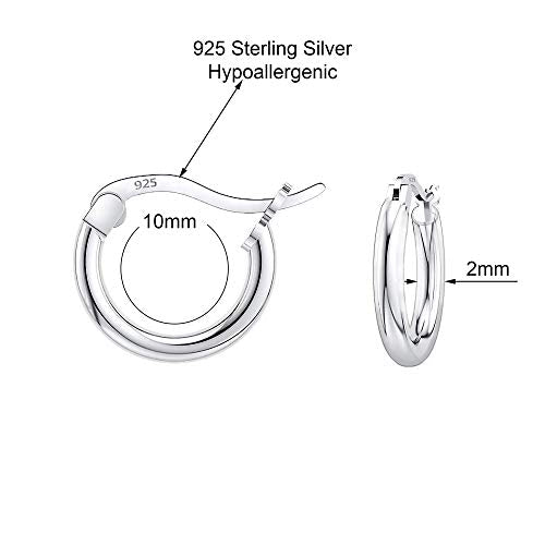 Savlano 925 Sterling silver Round Hoop Earrings for Women & Men Comes in 10MM-25MM - size: 10 Millimeters