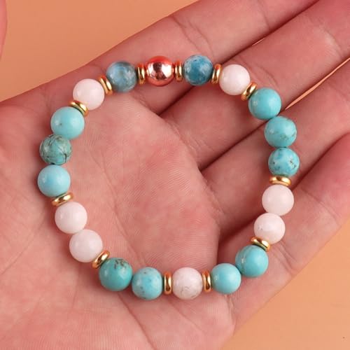 KSQS Healing Stone Bead Bracelet for Women, Natural Gemstones Balance Protection Bracelet, Spiritual Crystal Beads Bracelet Anxiety Relief with Meaning Card - color: Gentle Guardian