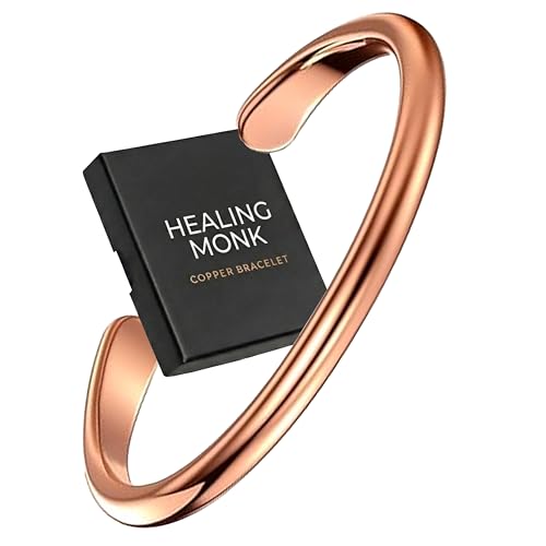 Healing Monk Pure Copper Bracelet for Men & Women – Handmade Uncoated Copper Jewelry Cuff – Adjustable Healing Copper Bracelets for Arthritis – Mens & Womens Copper Cuff Pulsera de Cobre - style: Healer