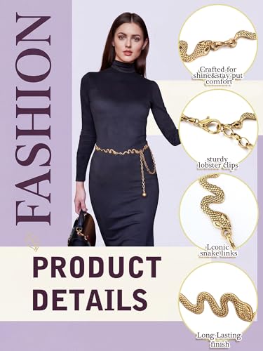 Liliaafar 6 Pcs Gold Silver Waist Chain Belt for Women Multi Layer Sun Metal Adjustable Body Belly Chain for Jean Dress - color: Golden