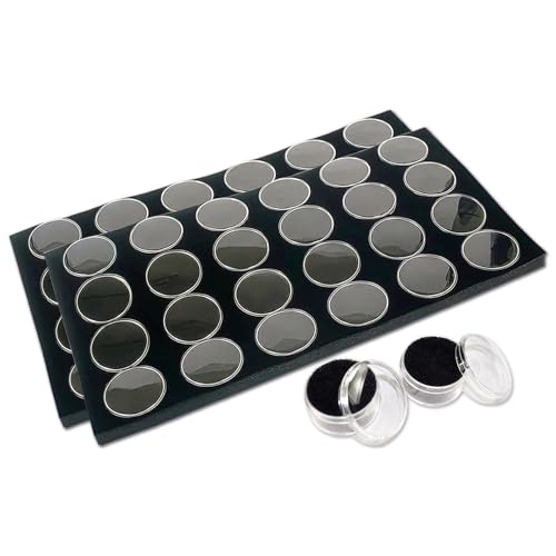 2-Pack 24-Jars Velvet Foam Padding Jewelry Container Inserts - Tray/Case Liners - Large Gem, Beads, Collectibles Storage Box (Black) by The Display Guys - color: Black, size: Jars - 24
