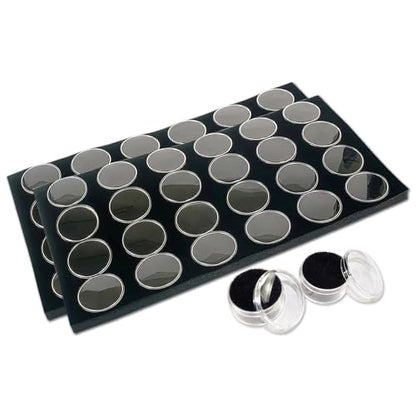 2-Pack 24-Jars Velvet Foam Padding Jewelry Container Inserts - Tray/Case Liners - Large Gem, Beads, Collectibles Storage Box (Black) by The Display Guys - color: Black, size: Jars - 24
