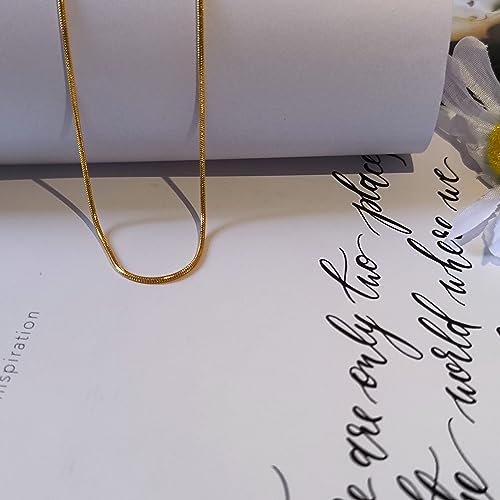 Dainty Choker Necklace for Women 18K Gold Plated Shining Dots Box Chain Sparkle Necklaces Cute Paperclip Link Herringbone Necklace Exquisite Jewelry Gifts for Mom Girlfriend - style: 1.5mm Herringbone GD