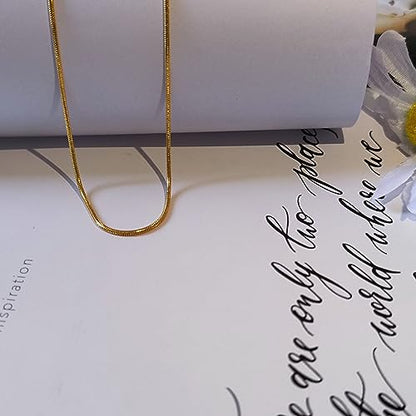 Dainty Choker Necklace for Women 18K Gold Plated Shining Dots Box Chain Sparkle Necklaces Cute Paperclip Link Herringbone Necklace Exquisite Jewelry Gifts for Mom Girlfriend - style: 1.5mm Herringbone GD