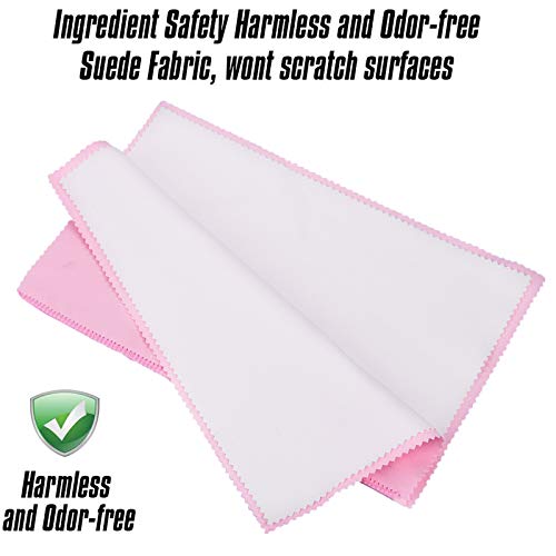 SEVENWELL Silver Polishing Cloth, 2PCS Large Jewelry Cleaning Cloths | Dual-Layer Cleaning, Large 10" × 12", Reusable, Removes Tarnish, Restores Shine, For Sterling Silver, Gold & Platinum - color: Pink