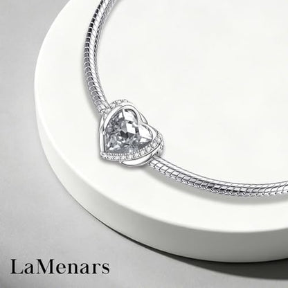 LaMenars 925 Sterling Silver Charms for Pandora Bracelets & Necklaces | Bead Charms Birthday Holiday Jewelry Gifts For Women - color: April Birthstone