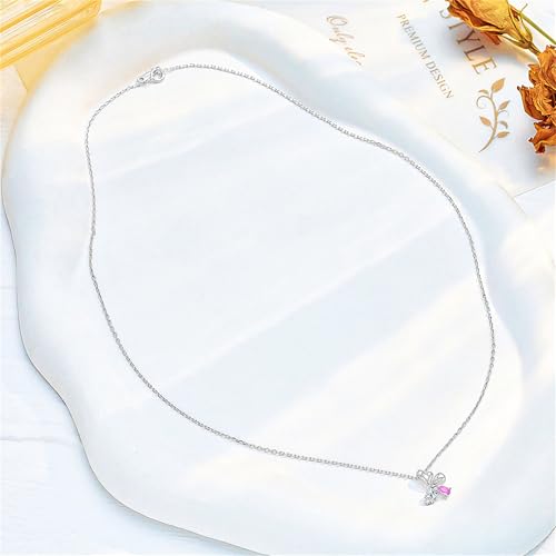 925 Sterling Silver Necklace for Women Trendy, Charming Layered Necklace with Cubic Zirconia Pendant for Her Womens Dainty Diamond Choker Necklaces Holiday Jewelry Gifts for Mom Wife Daughter Lover - color: Butterfly-silver07