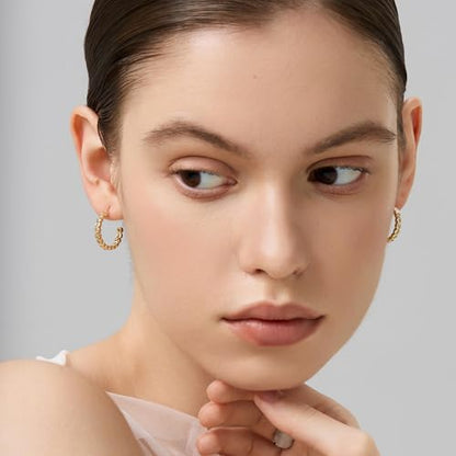 18K Gold Plated Huggie Hoop Earrings for Women, 925 Sterling Silver Post, Hypoallergenic Small Earrings - color: Tennis Oval Huggies