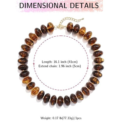 Elegance 11 designs Colorful Chunky Beaded Necklace for Women,Thick Acrylic Disc Bead Choker Statement Necklace Cute Trendy Necklaces Jewelry Gifts for Women - color: Amber